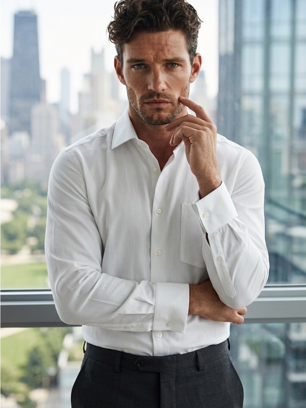 ***NWOT***Men's White Long-Sleeve Dress Shirt — Classic Tailored Fit